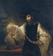 Rembrandt van rijn Aristotle Contemplating a Bust of Homer Spain oil painting artist